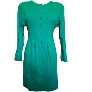 Vintage EXPRESS Green LS Dress W/ Buttons - M